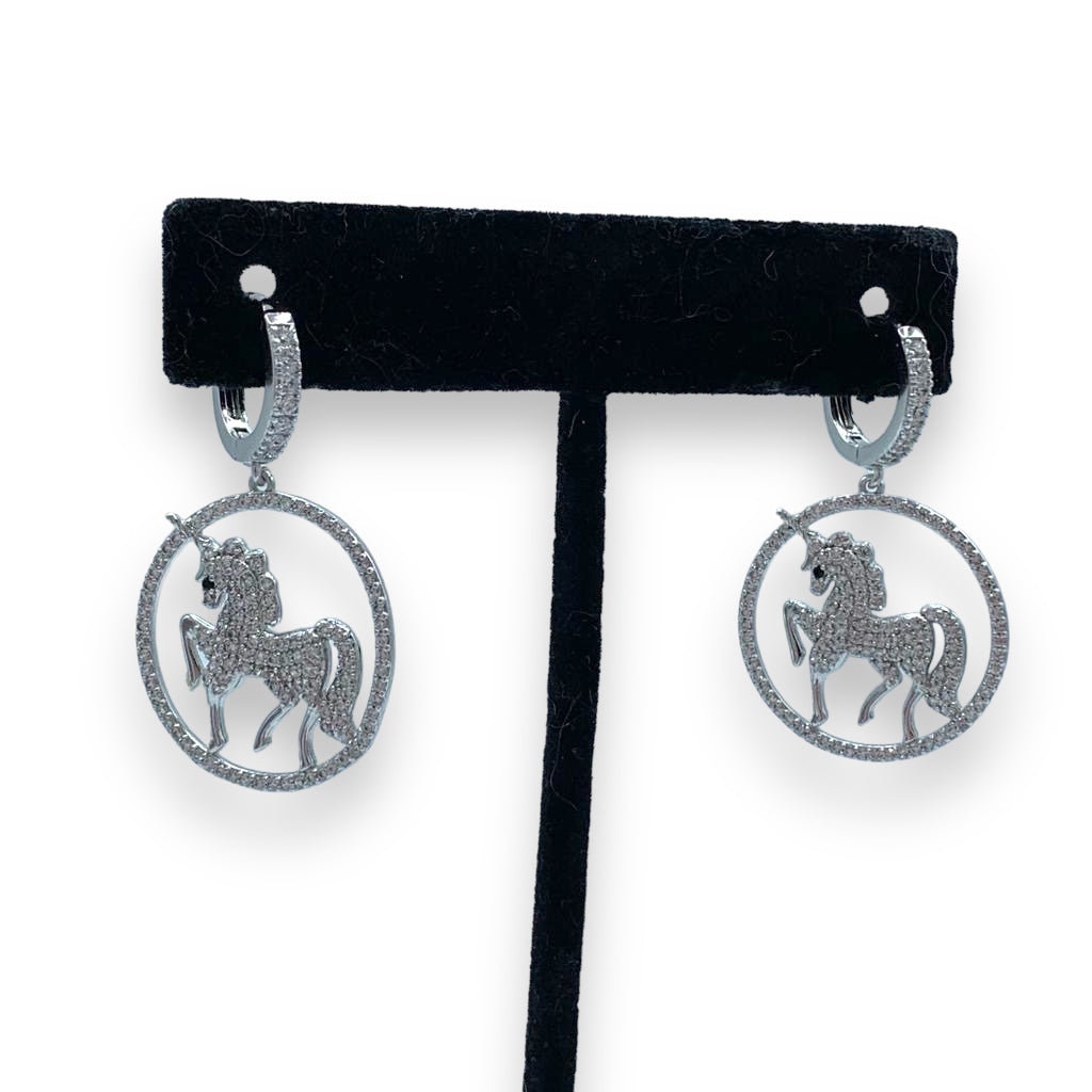 Unicorn Hoop dangling Earring Silver Plated