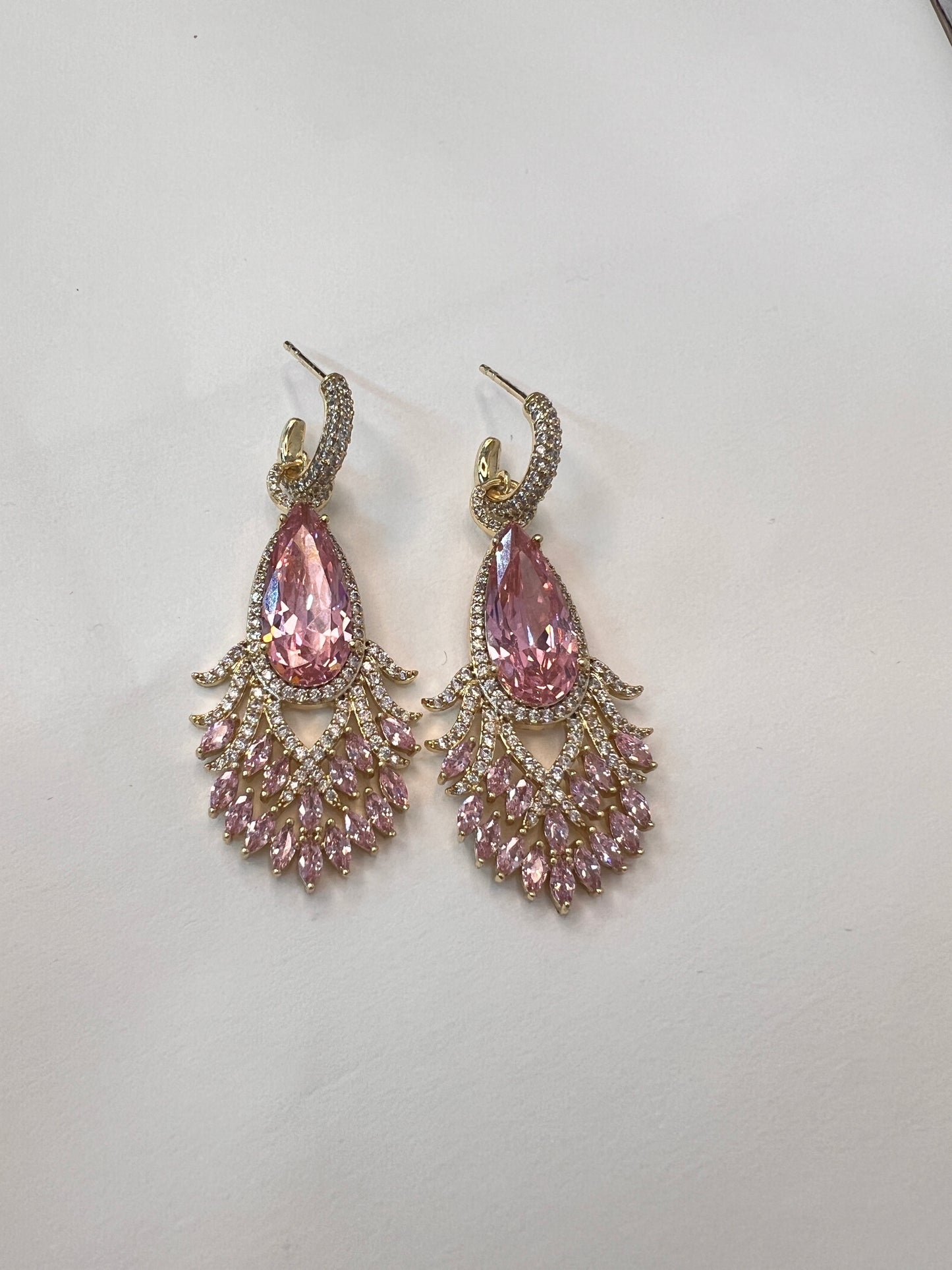 Pink 14k Gold plated Drop Earrings