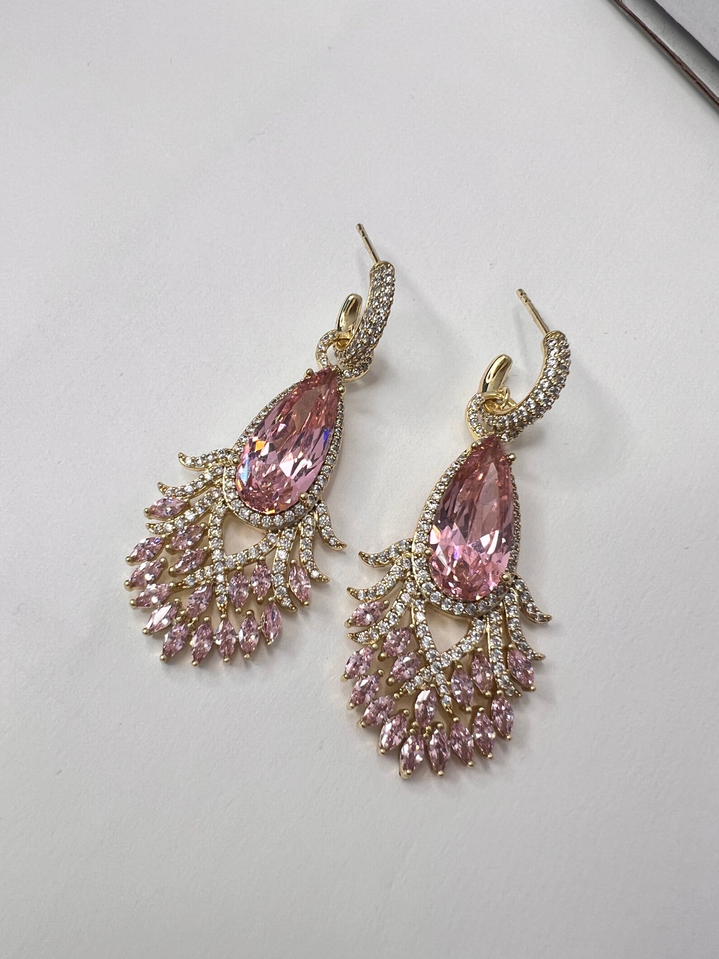 Pink 14k Gold plated Drop Earrings