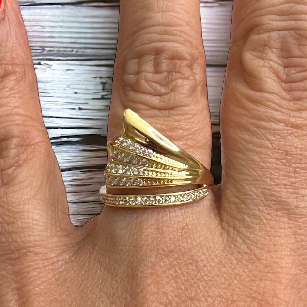 Graceful Fins: Fish Tail 14k Gold-Plated Ring