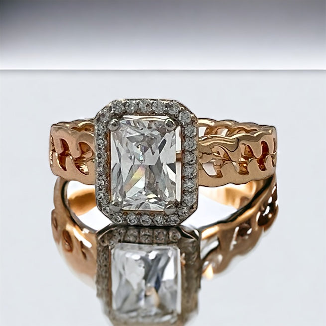 Emerald Cut Diamond Look Rings #0165