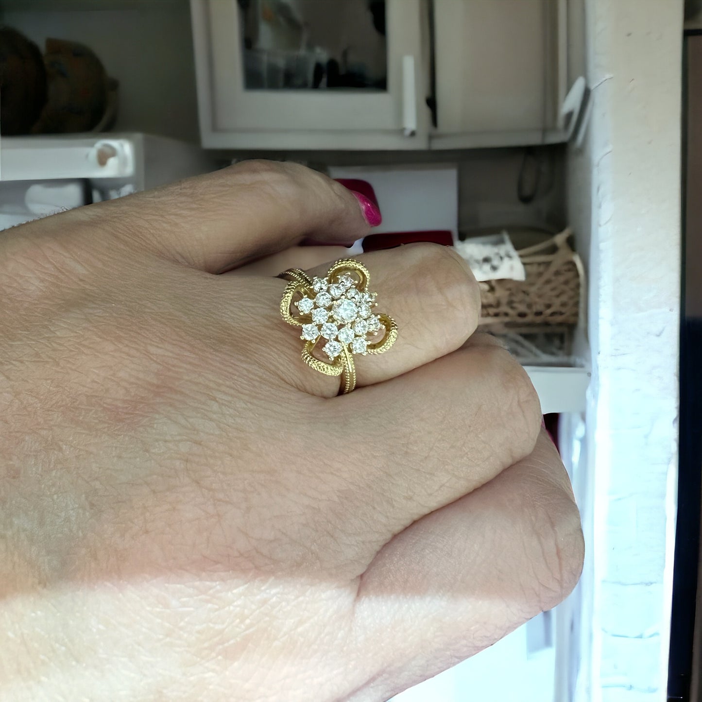 cubic zirconia 14k gold plated ring