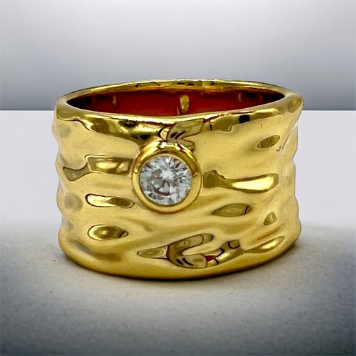 Bold Simplicity: Gold Wide Band Single Stone Ring - Elevate Your Style with Statement-Making Elegance and Modern Minimalism
