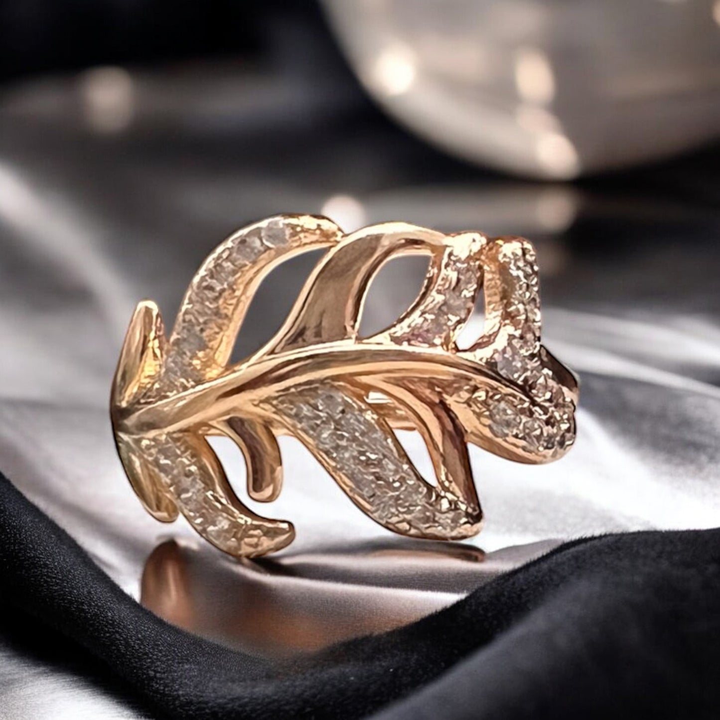 Leaf On Twine Gold Plated Ring For Women #0142