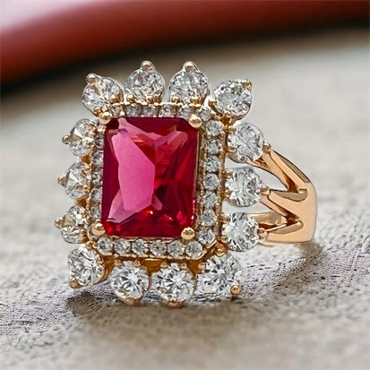 ruby pink and white gold rings