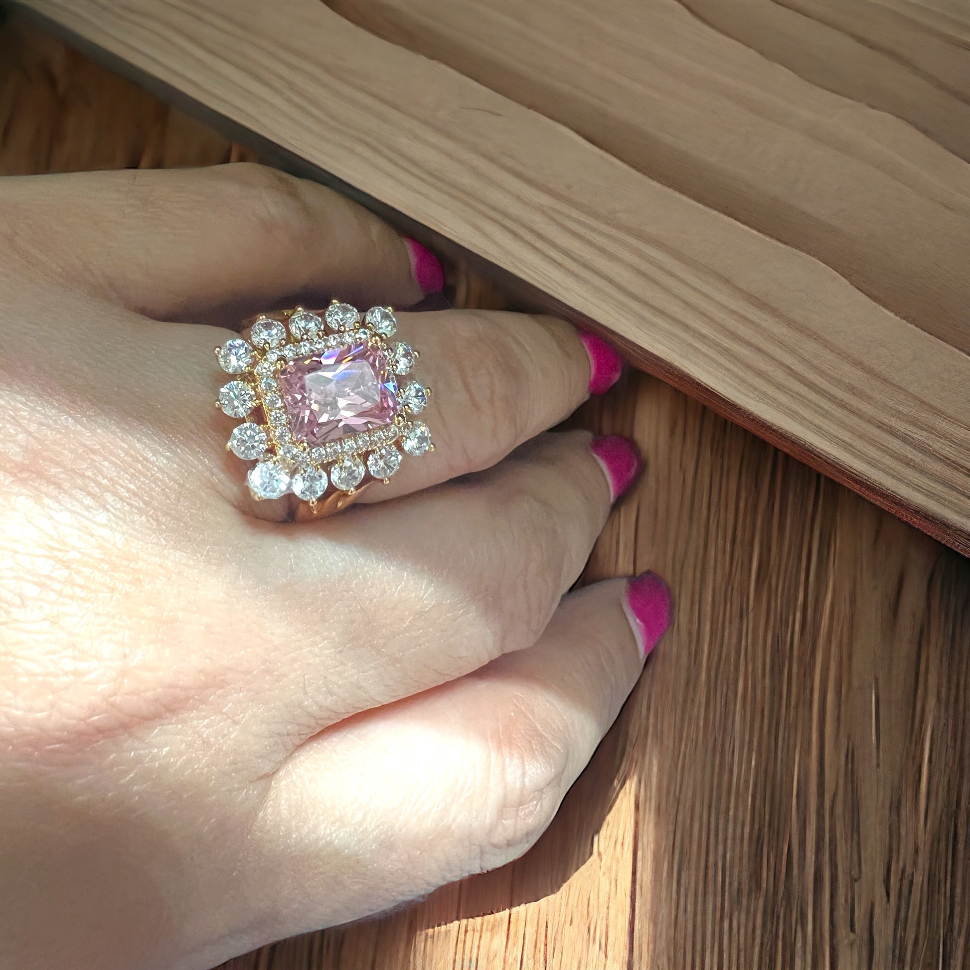stunning pink and gold rings for women