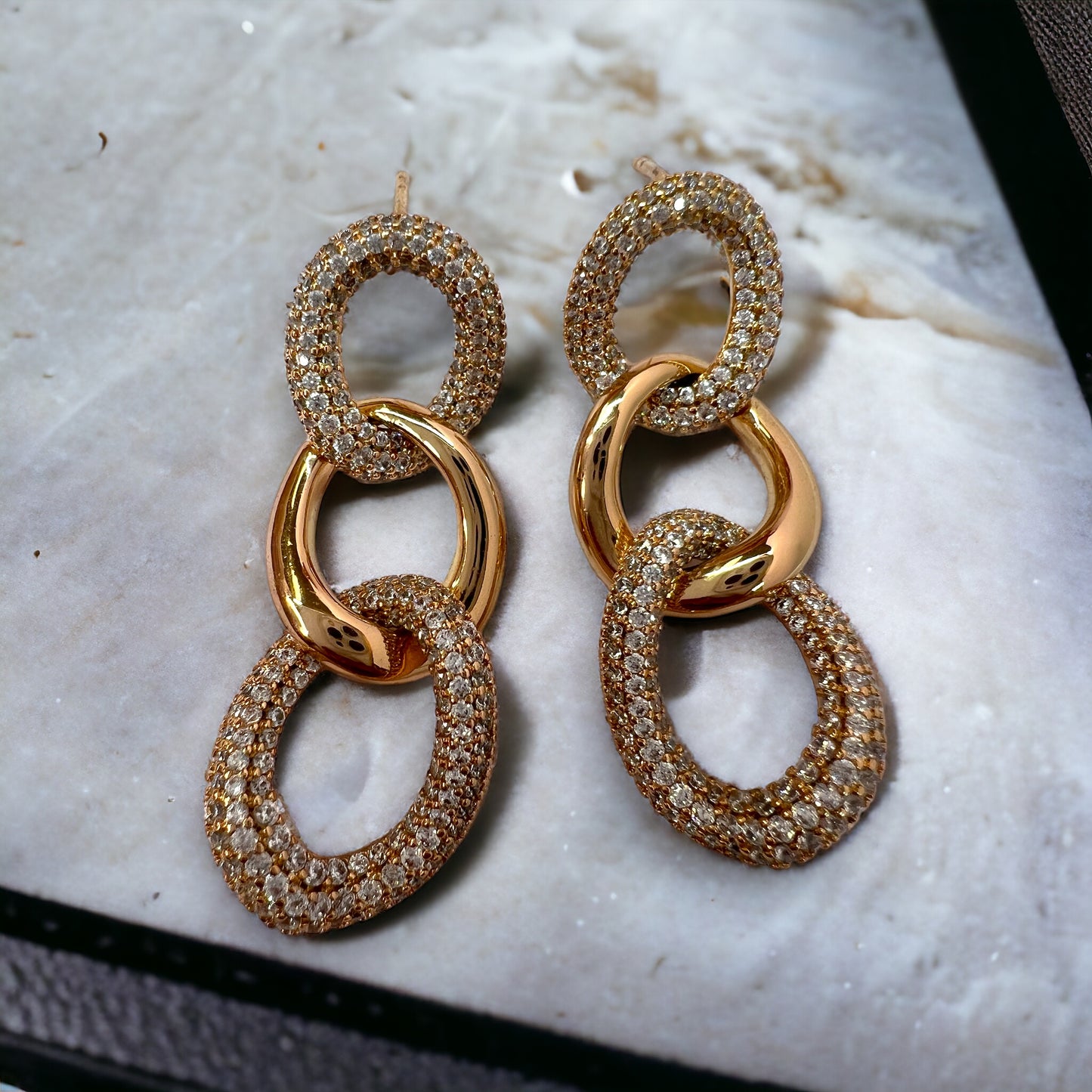 Trendy Chain Style Drop Earrings Gold Plated