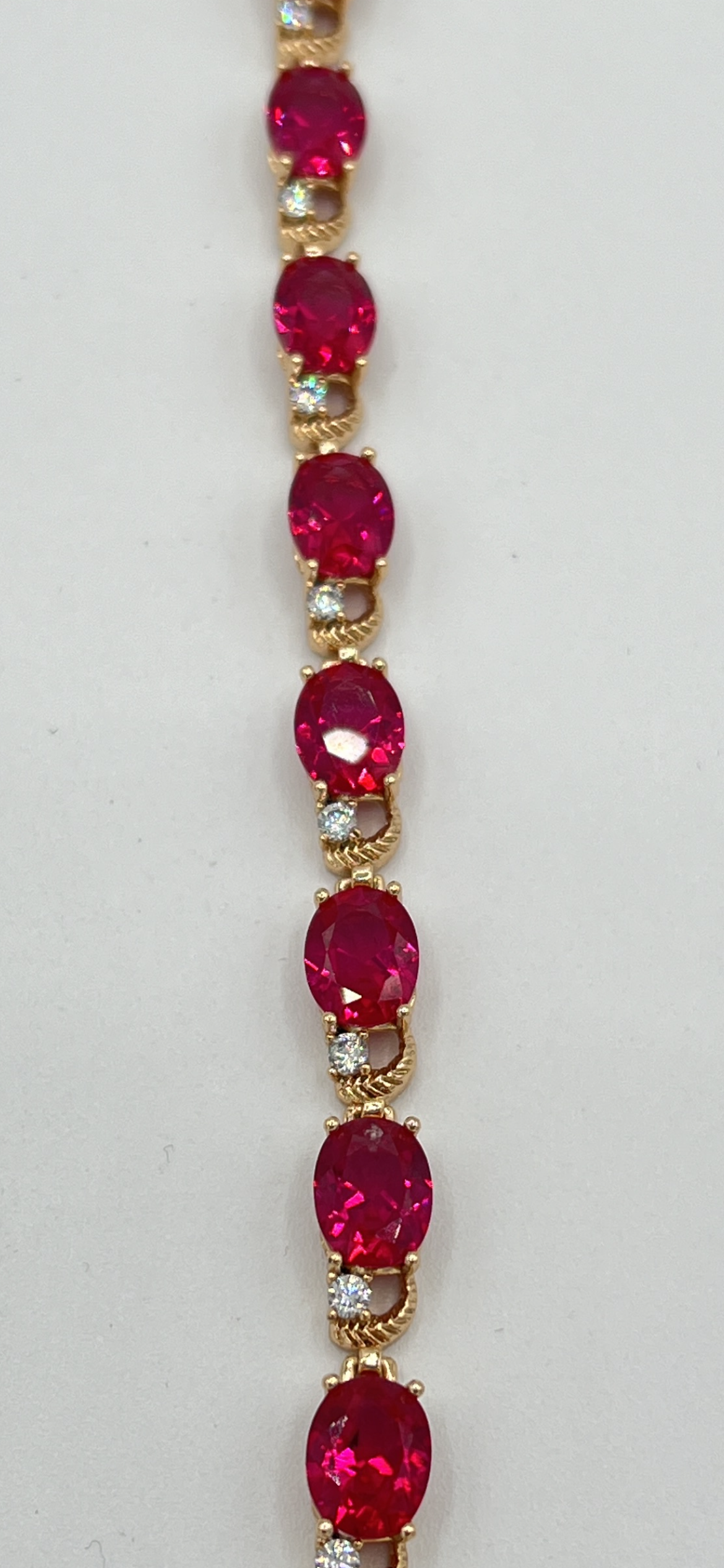 Ruby Dark Pink Zircons Gold Bracelet In Two Designs#00035