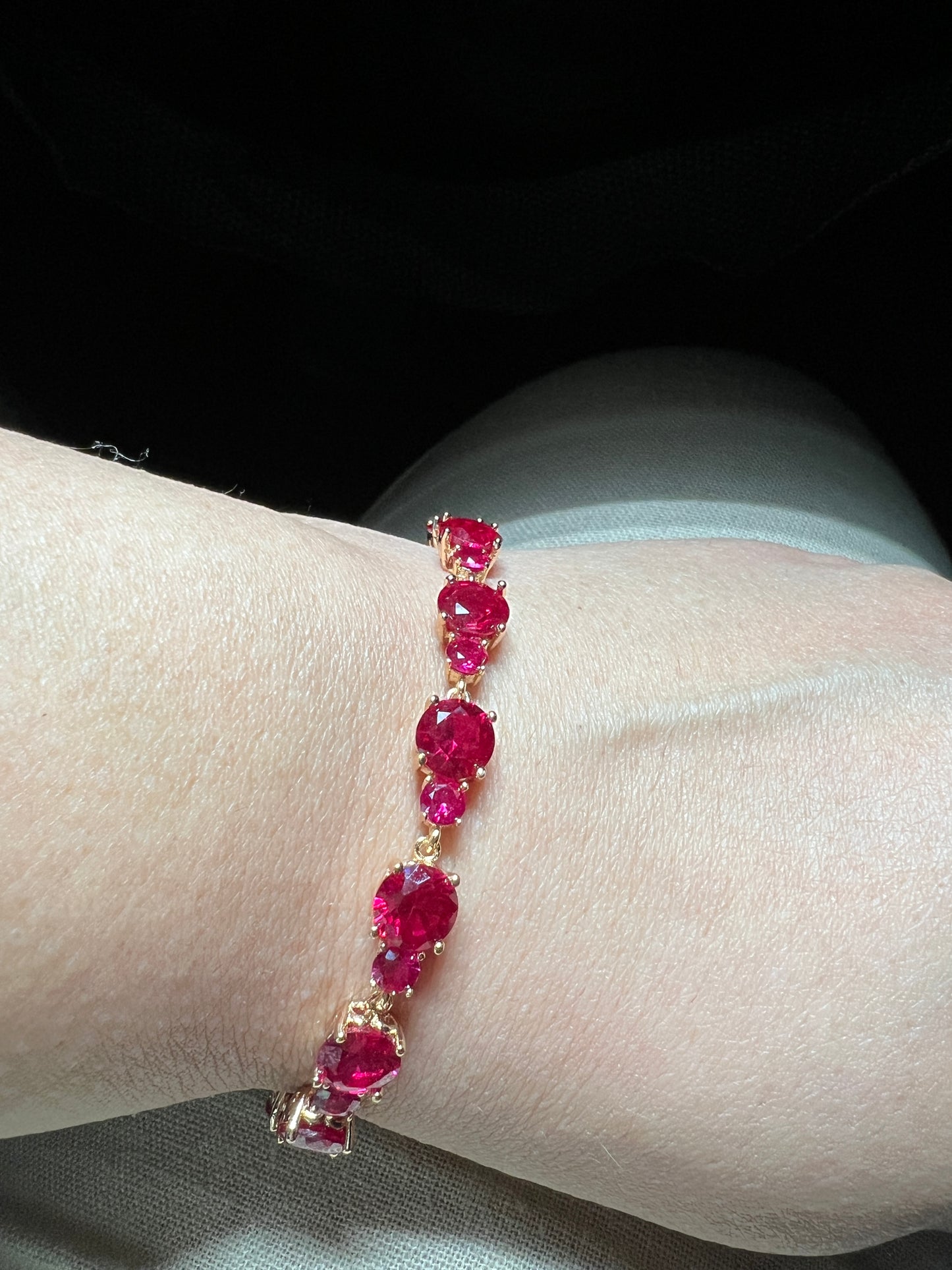 Ruby Dark Pink Zircons Gold Bracelet In Two Designs