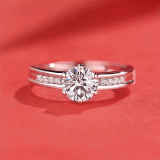 Moissanite Diamonds In A Row Engagement Ring For Women #0152