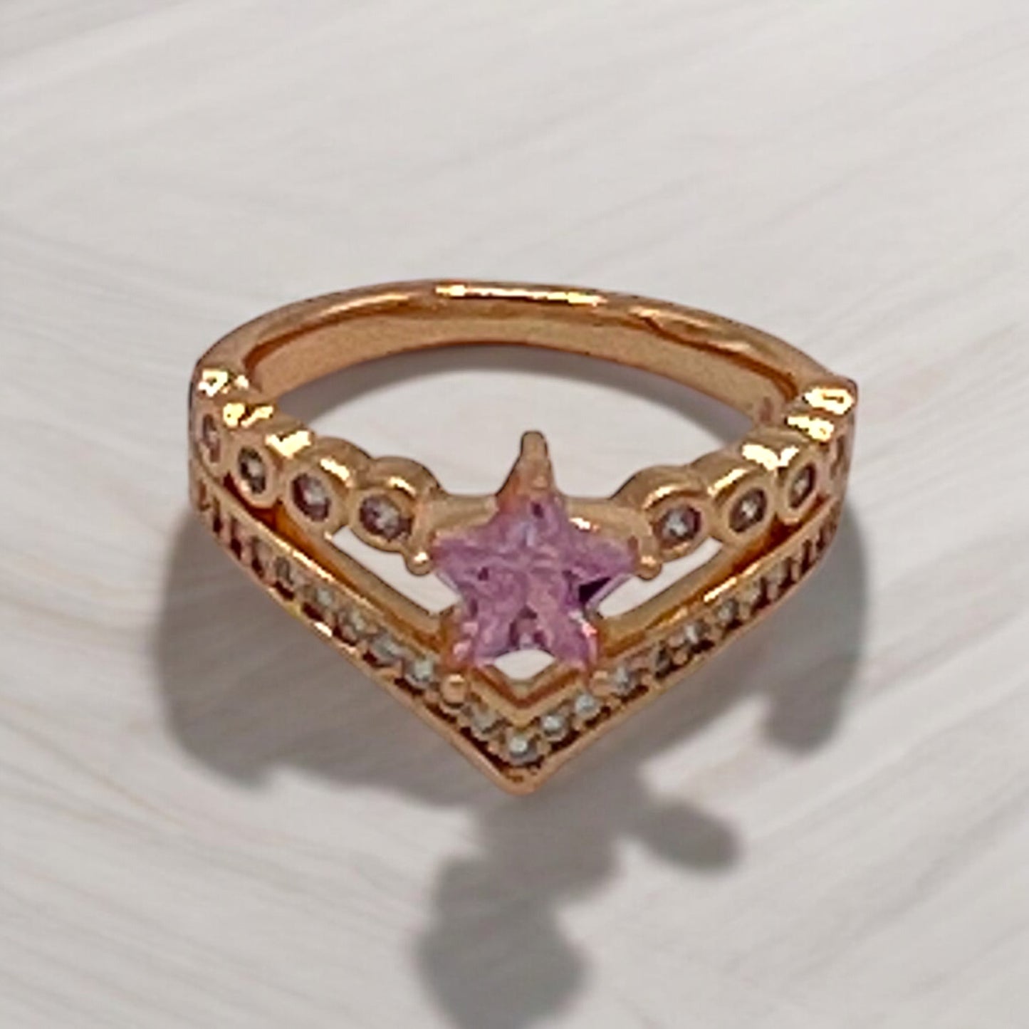 Pink Star Tiara 18K Gold Plated Ring #0121