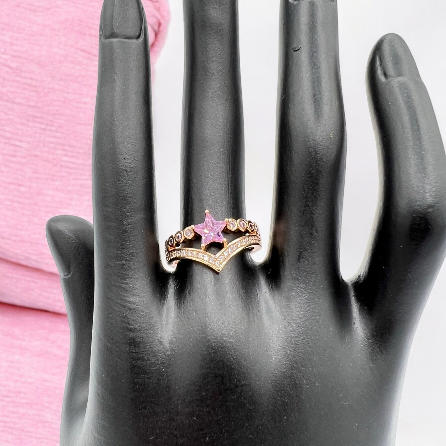 Pink Star Tiara 18K Gold Plated Ring #0121