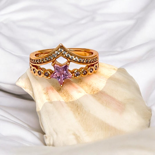 Pink Star Tiara 18K Gold Plated Ring #0121