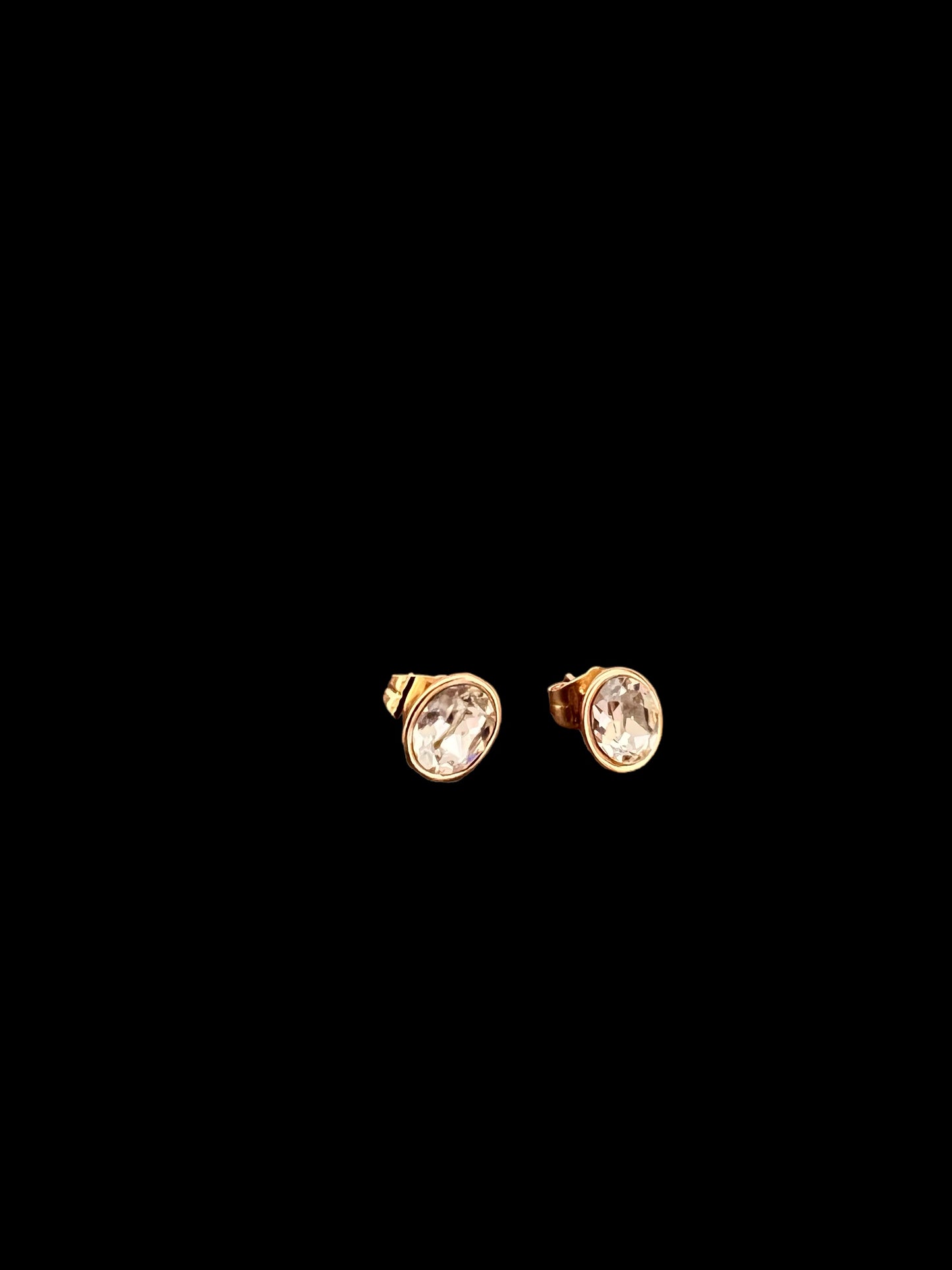 Crystal Oval Gold Plated Studs