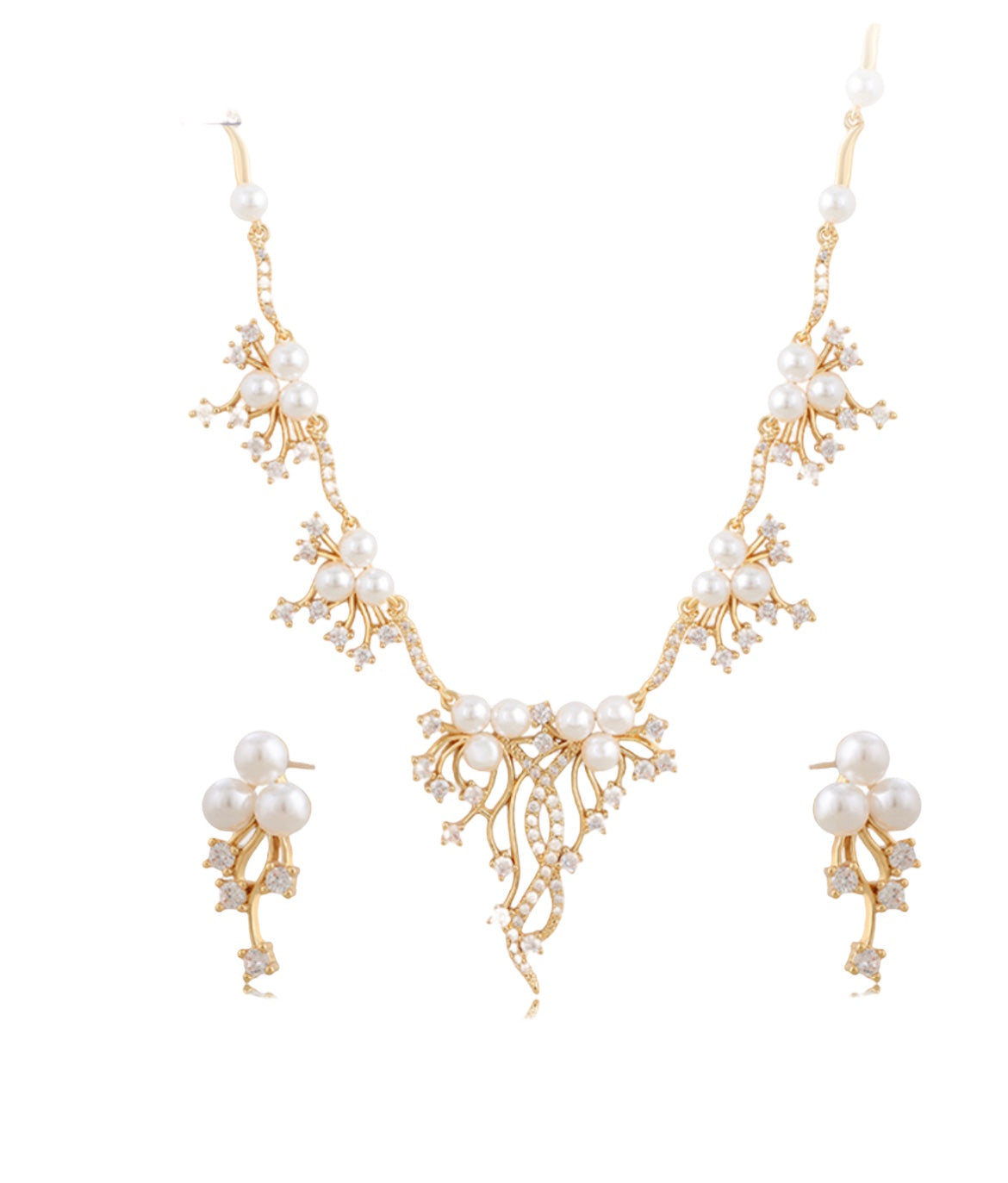 Timeless Trio: 3 Pearls Earrings and Necklace Set – Effortless Elegance"