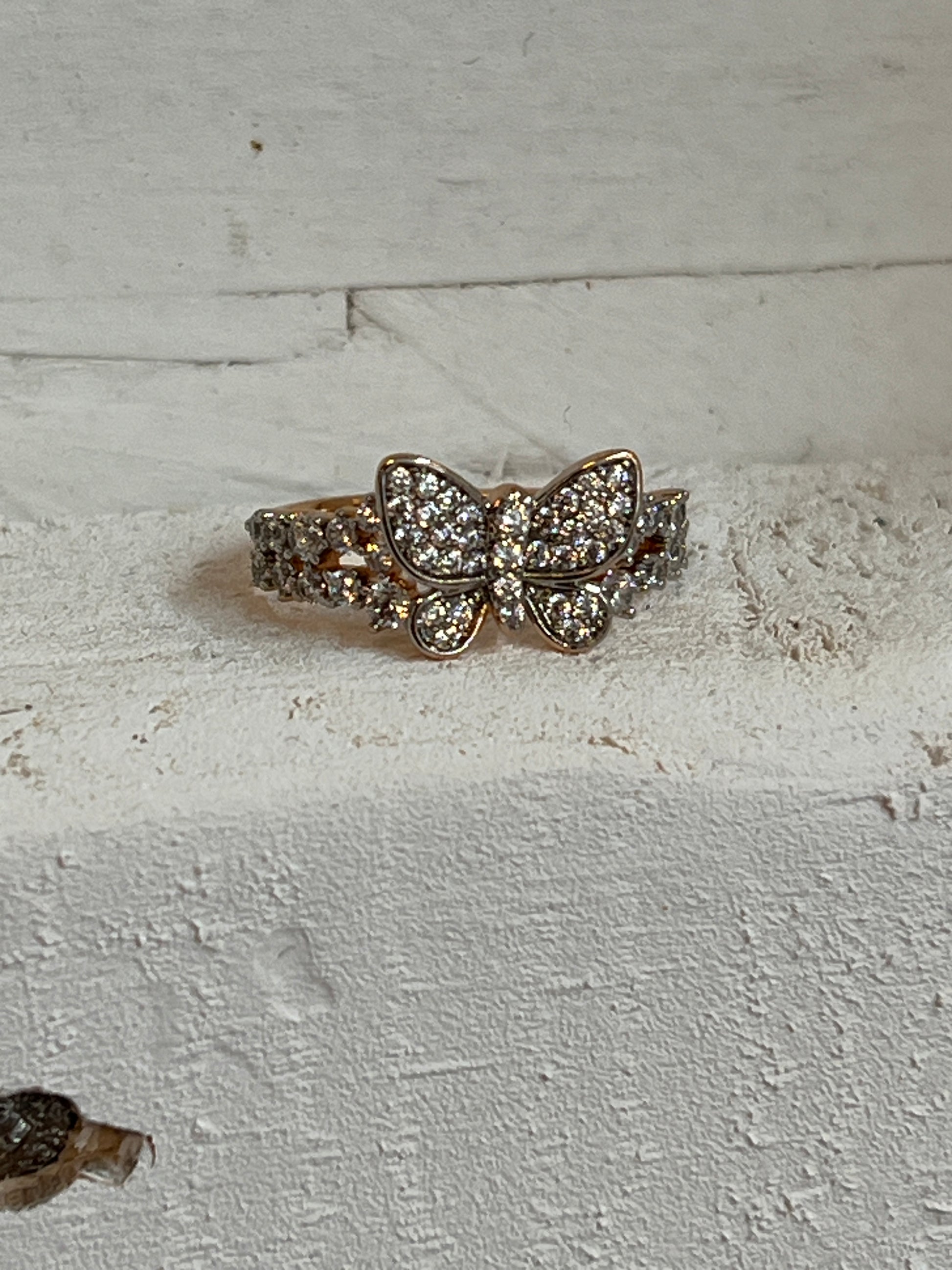 two tone gold plated butterfly ring