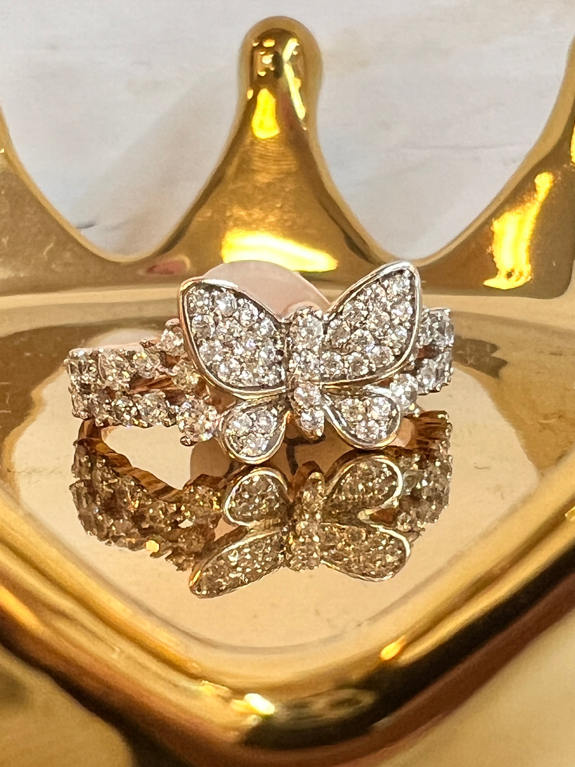 butterfly design ring with band embellished