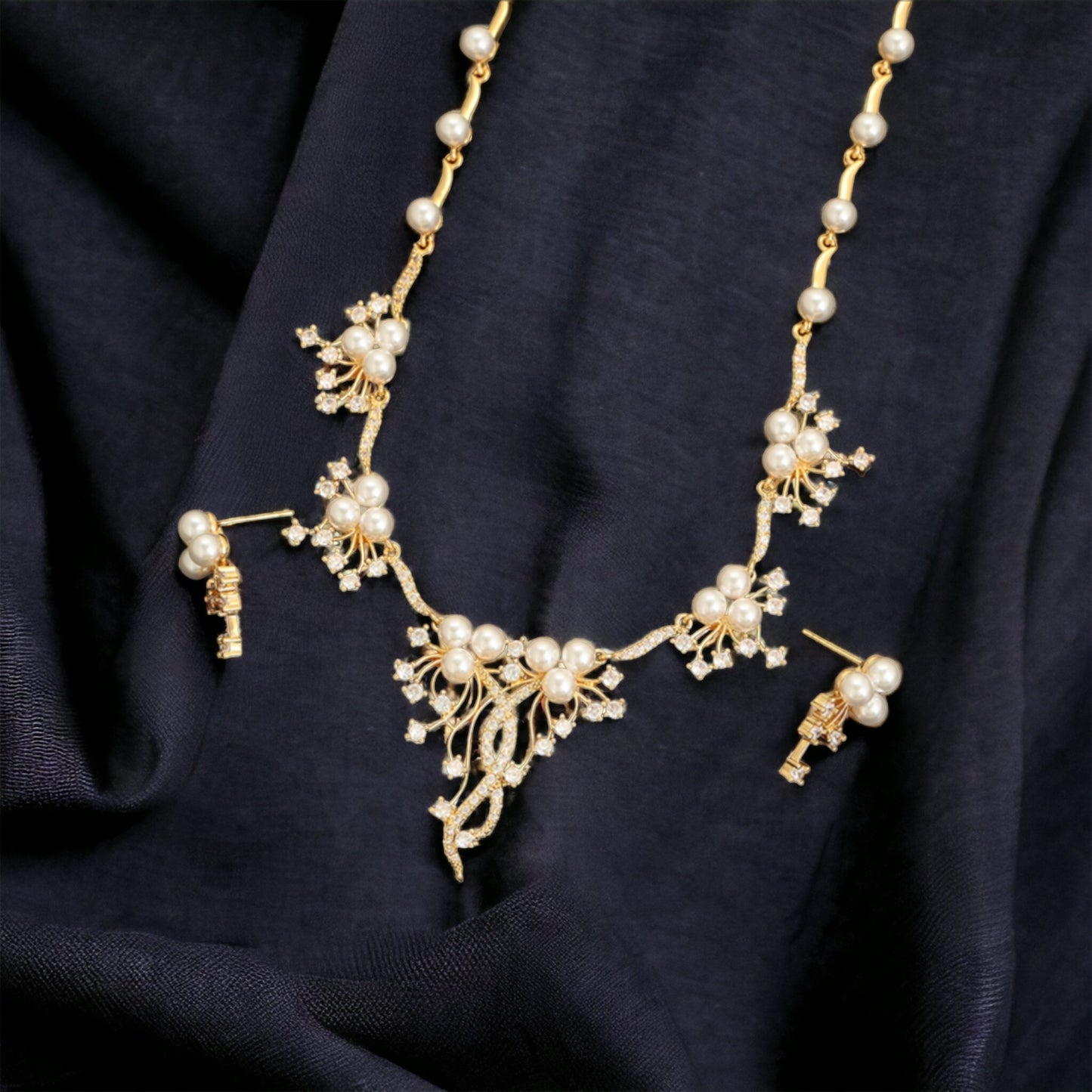 Timeless Trio: 3 Pearls Earrings and Necklace Set – Effortless Elegance"