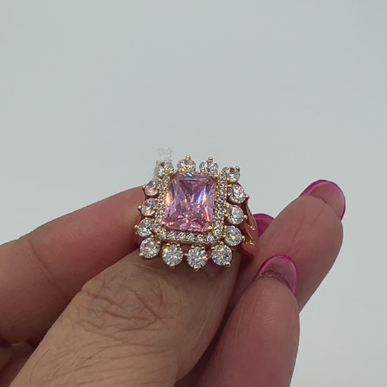 video of the pink and gold cubic zircon ring Markham jewelry store