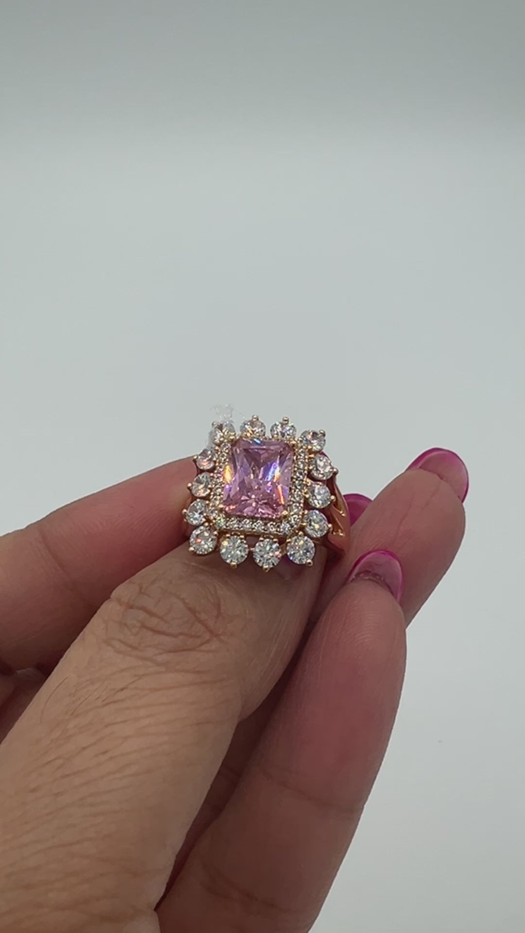 video of the pink and gold cubic zircon ring Markham jewelry store