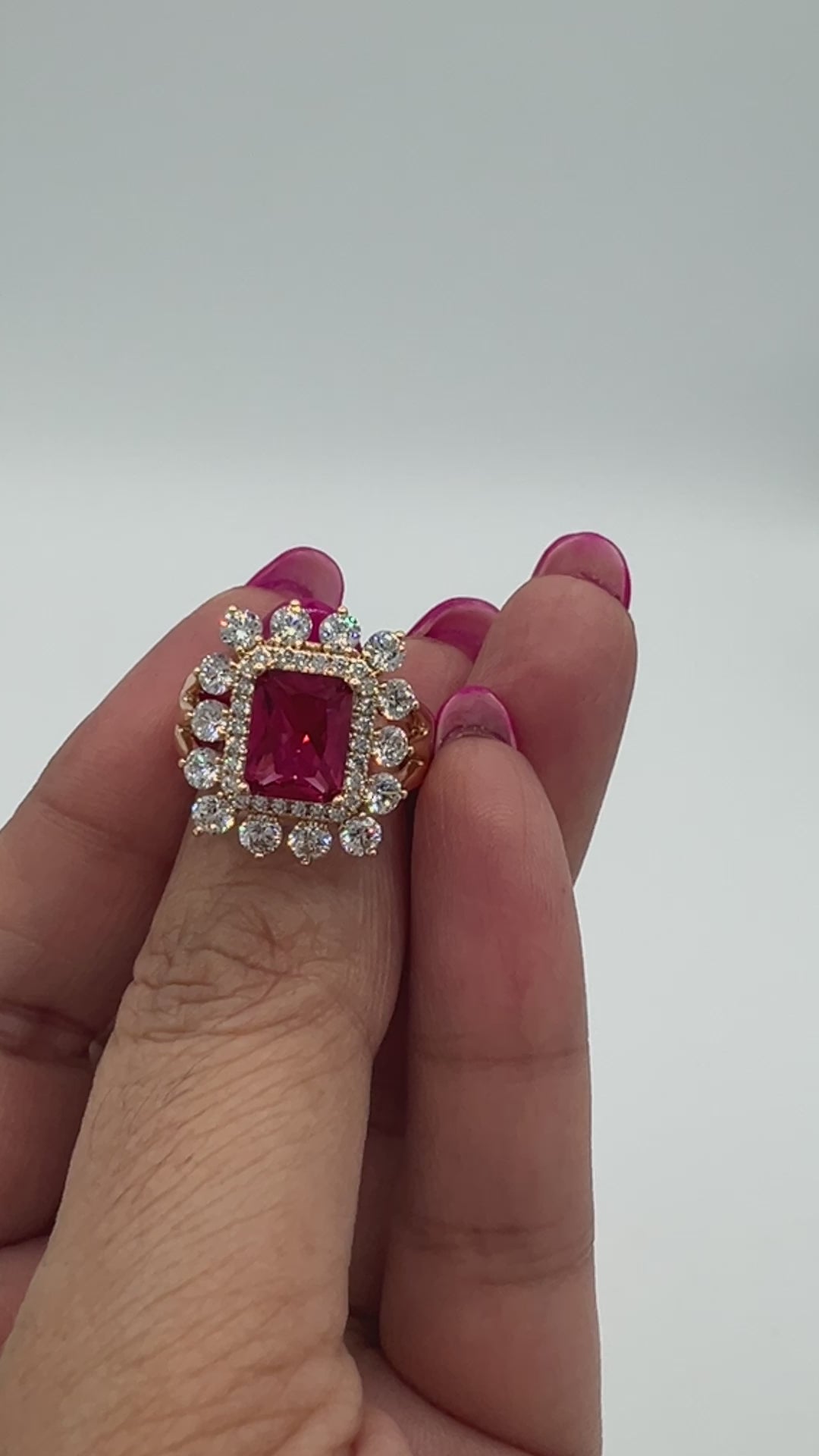video of the gold ring with red and white cubic zircons markham jewelry store