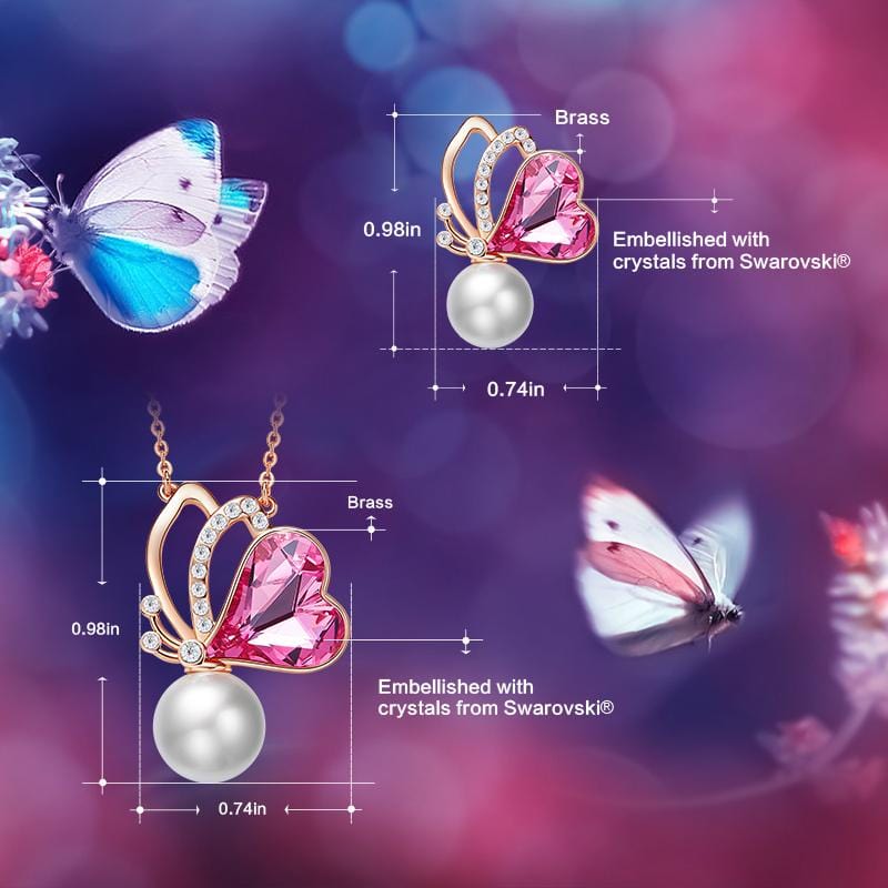 swarovski pink earring , Pink swarovski necklace