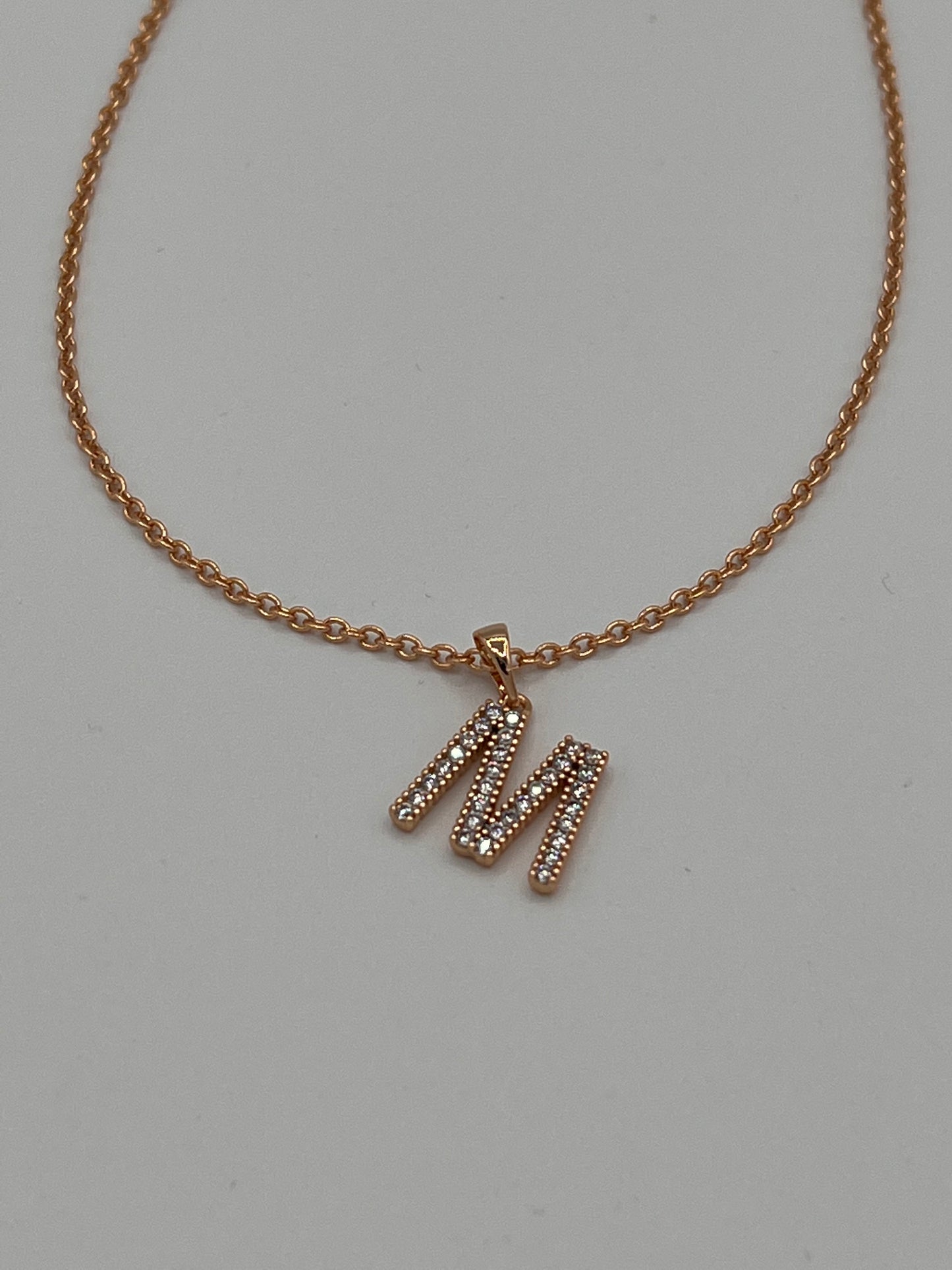 40cm linked gold plated chain with Capital letter T  the letter M is embellished with 3 A cubic zircon for womens