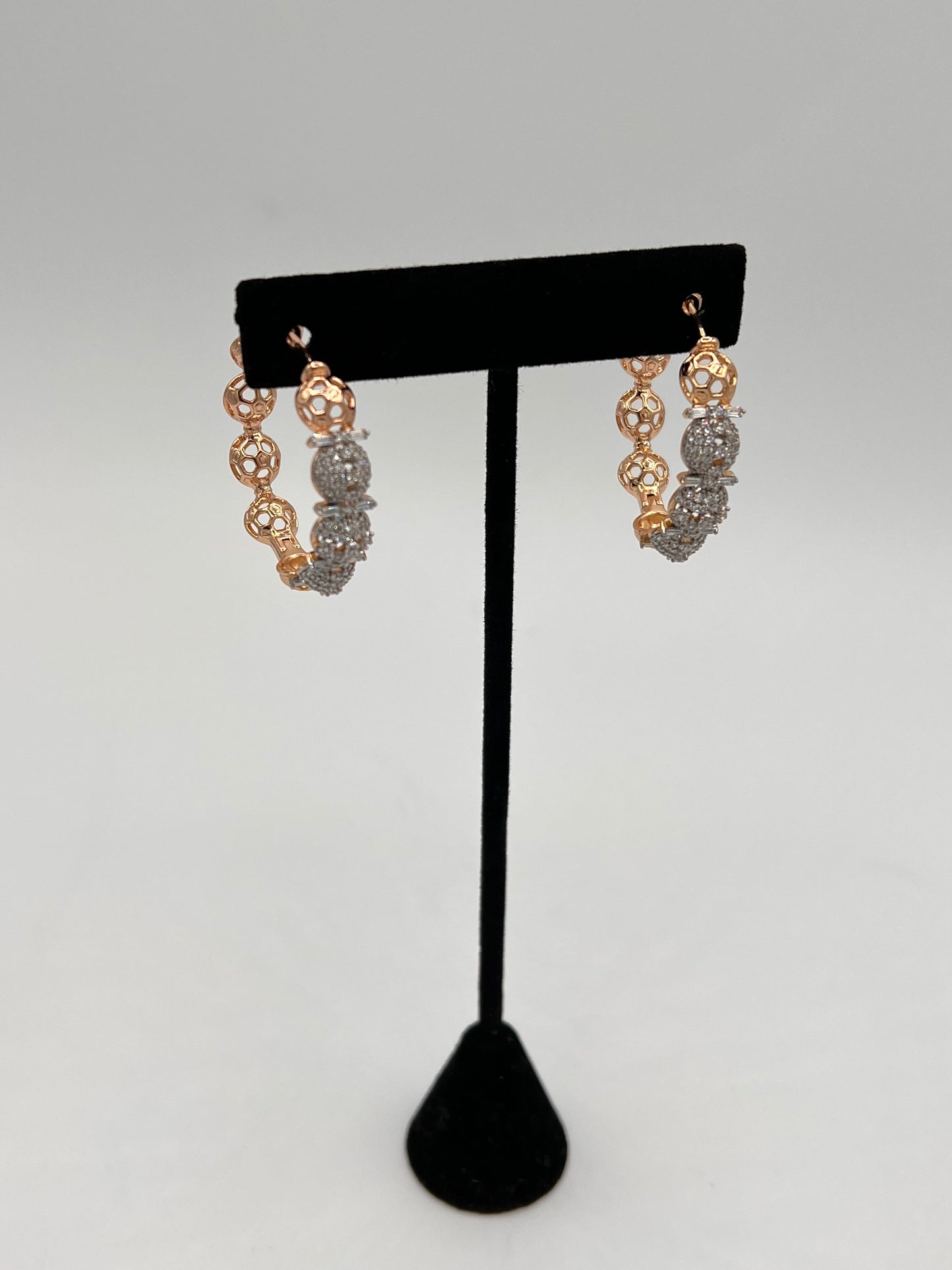 Gold plated cubic zircon hoops earrings