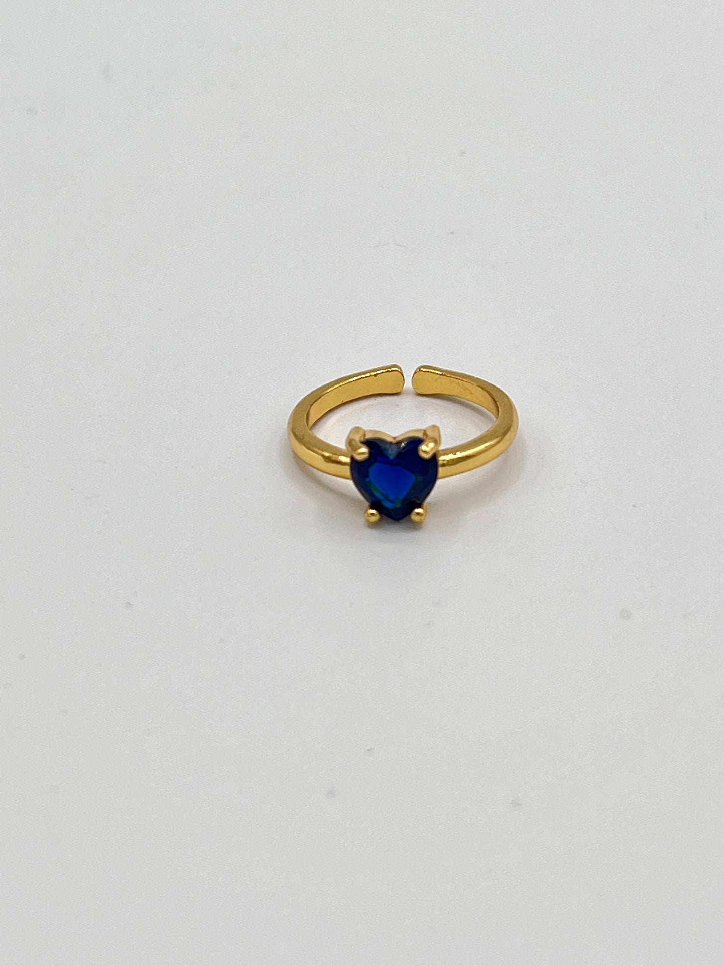 Heart Shape Cubic Zircon Gold Plated Open Ring