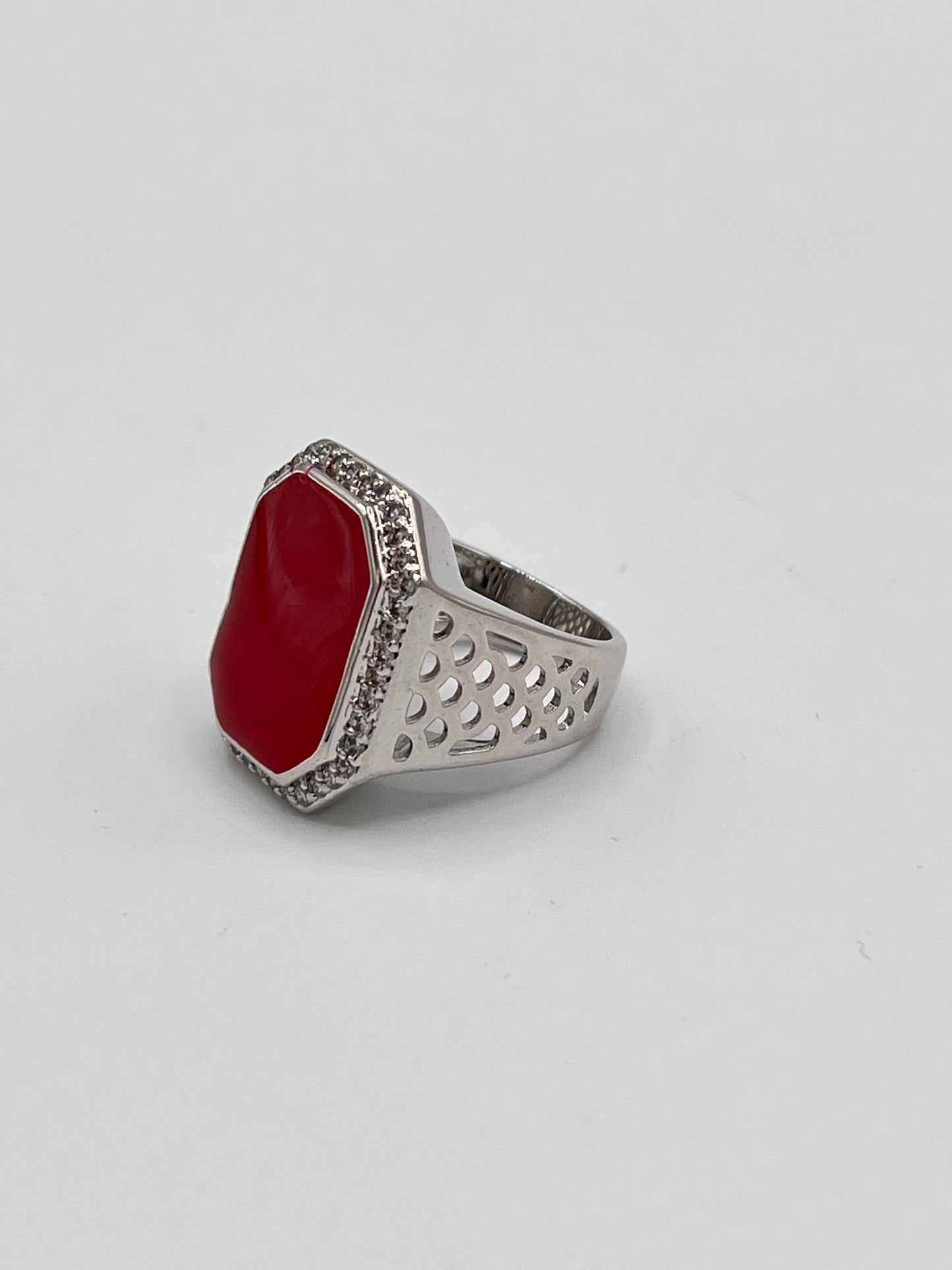 Rouge And Silver Statement Ring For Women