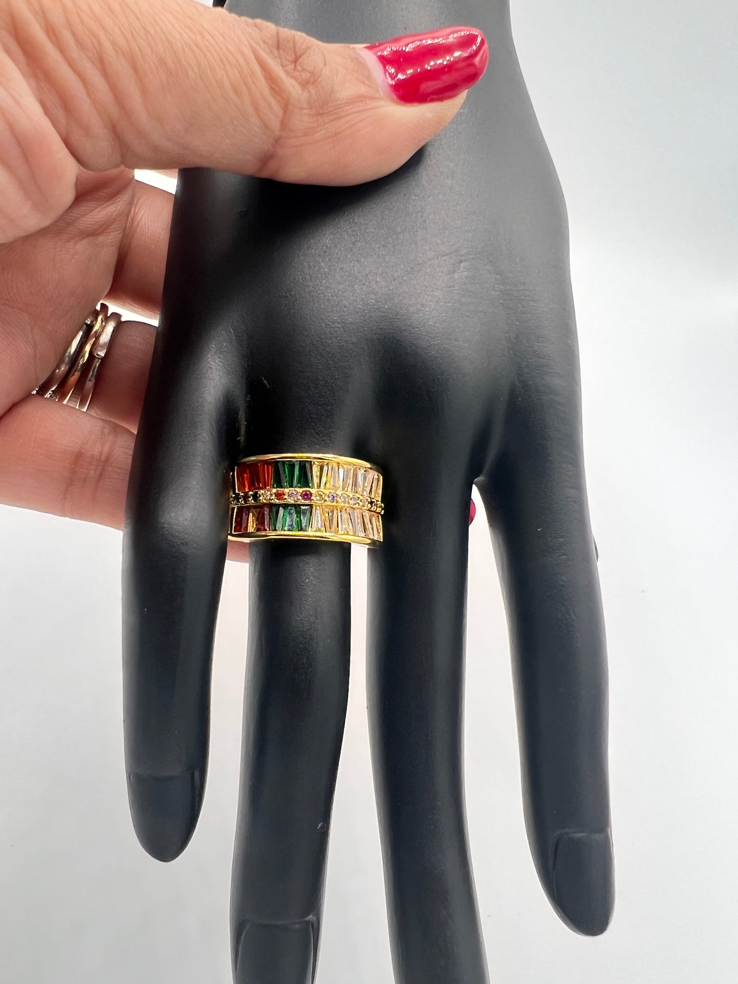 Multicolor Double Baguette Ring For Women