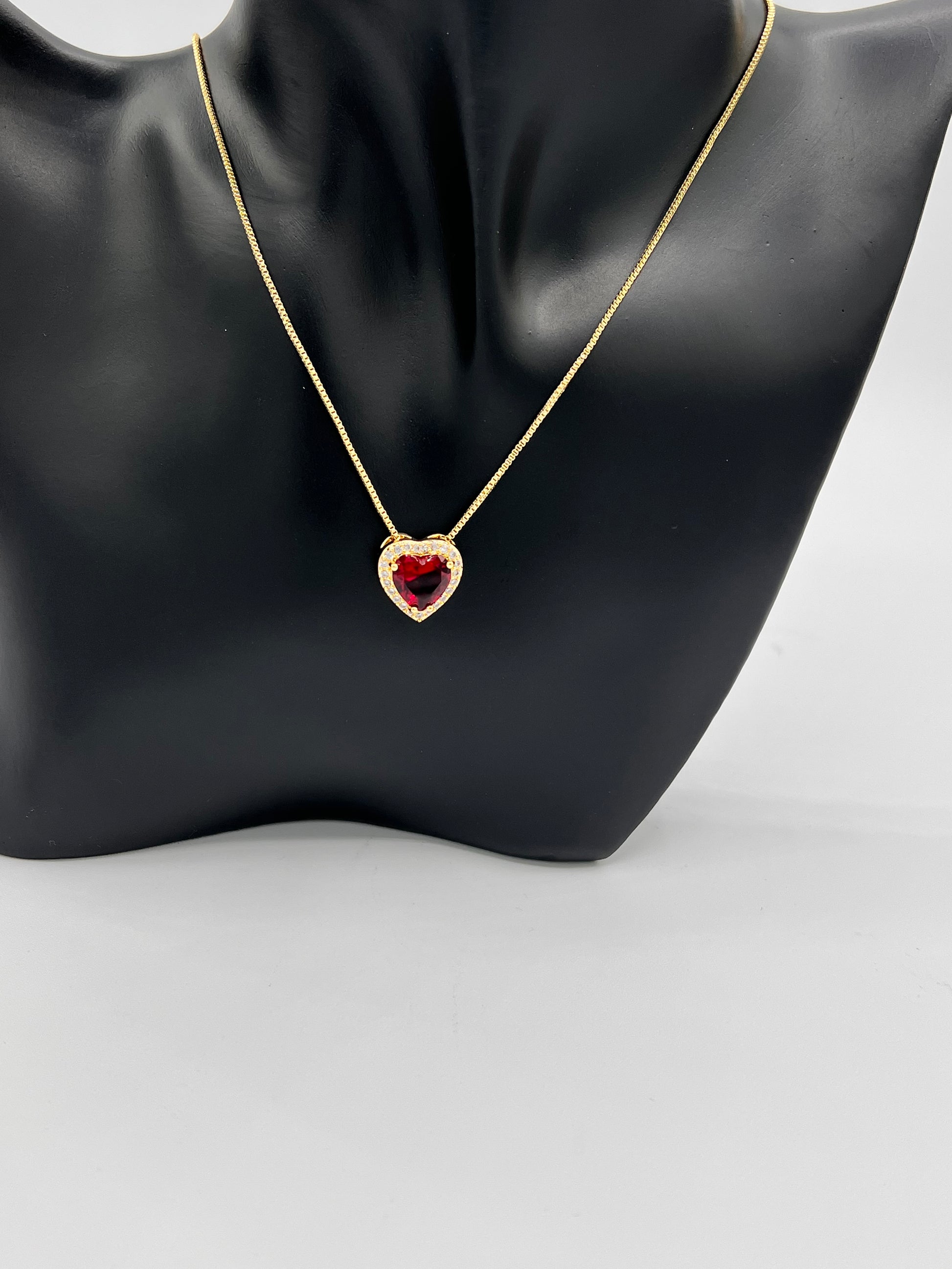 ruby red heartgold  neckace for women