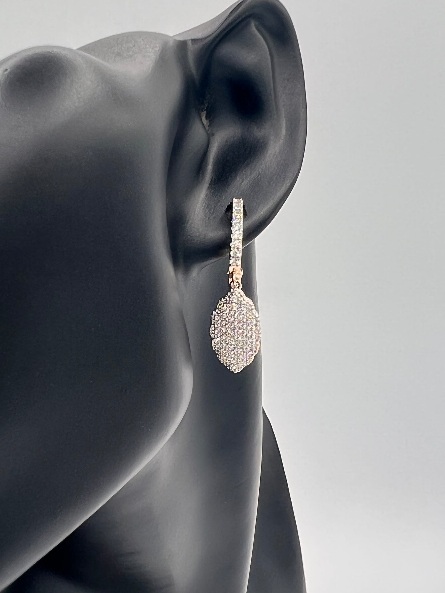 Silver And Gold Colors Leaf Diamond Like Earring And Necklace Set