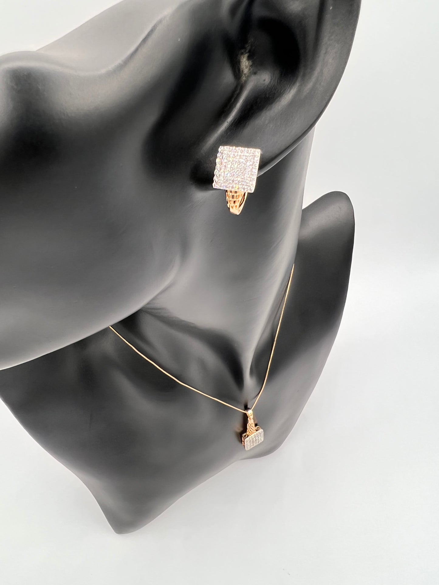 Perfect Square Earrings And Necklace Set Gold Plated For Women