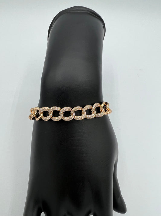 Linked Chain Gold Plated Bracelet For Women And Girls