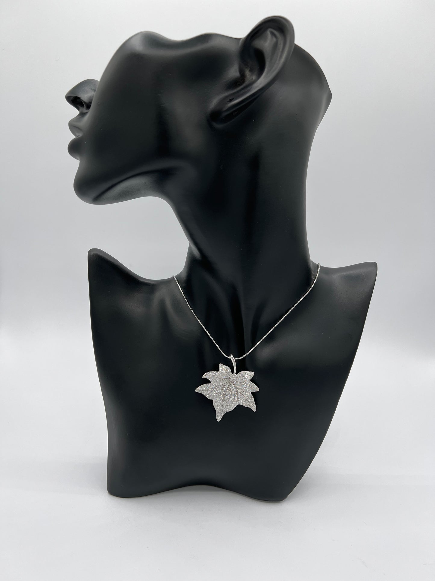 Rhodium Plated Maple Leaf Necklace