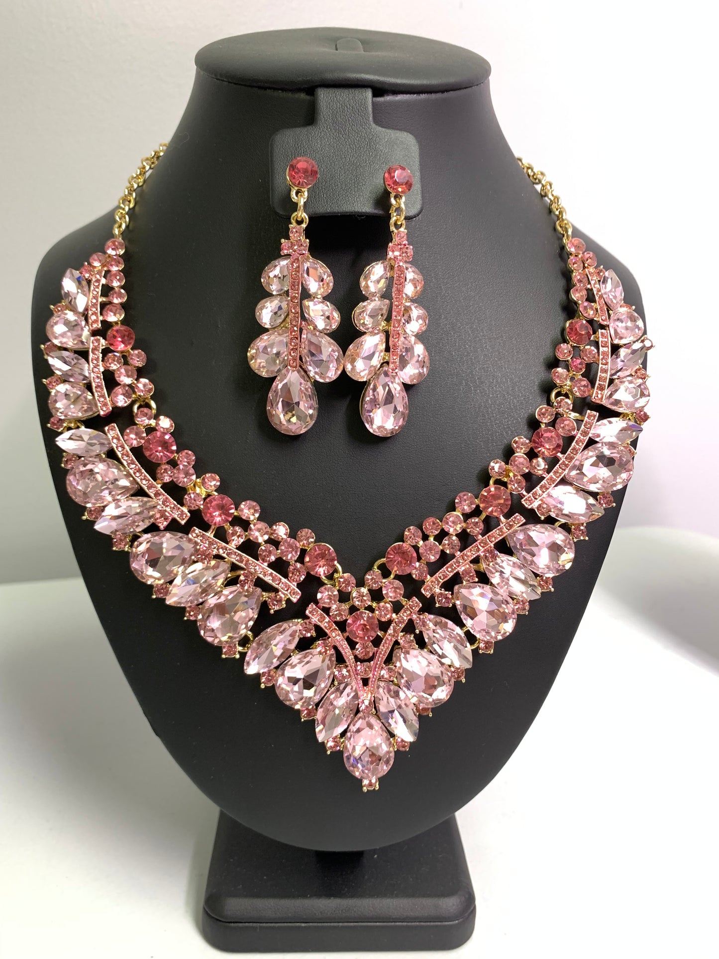 Pink Two Shade Gold plated Zircon Embellished statement set