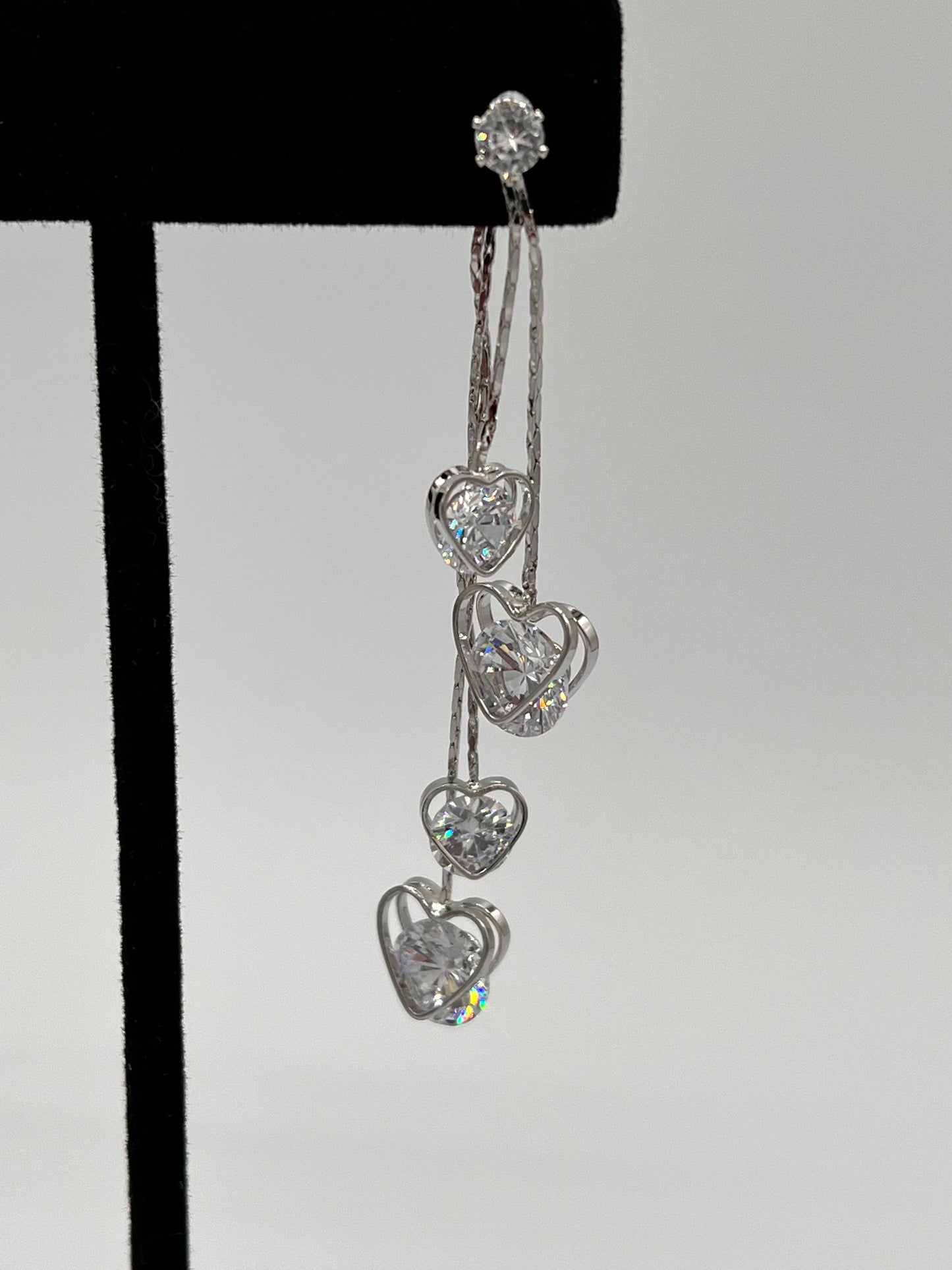 Hearts On The Strands Silver Earrings #0062