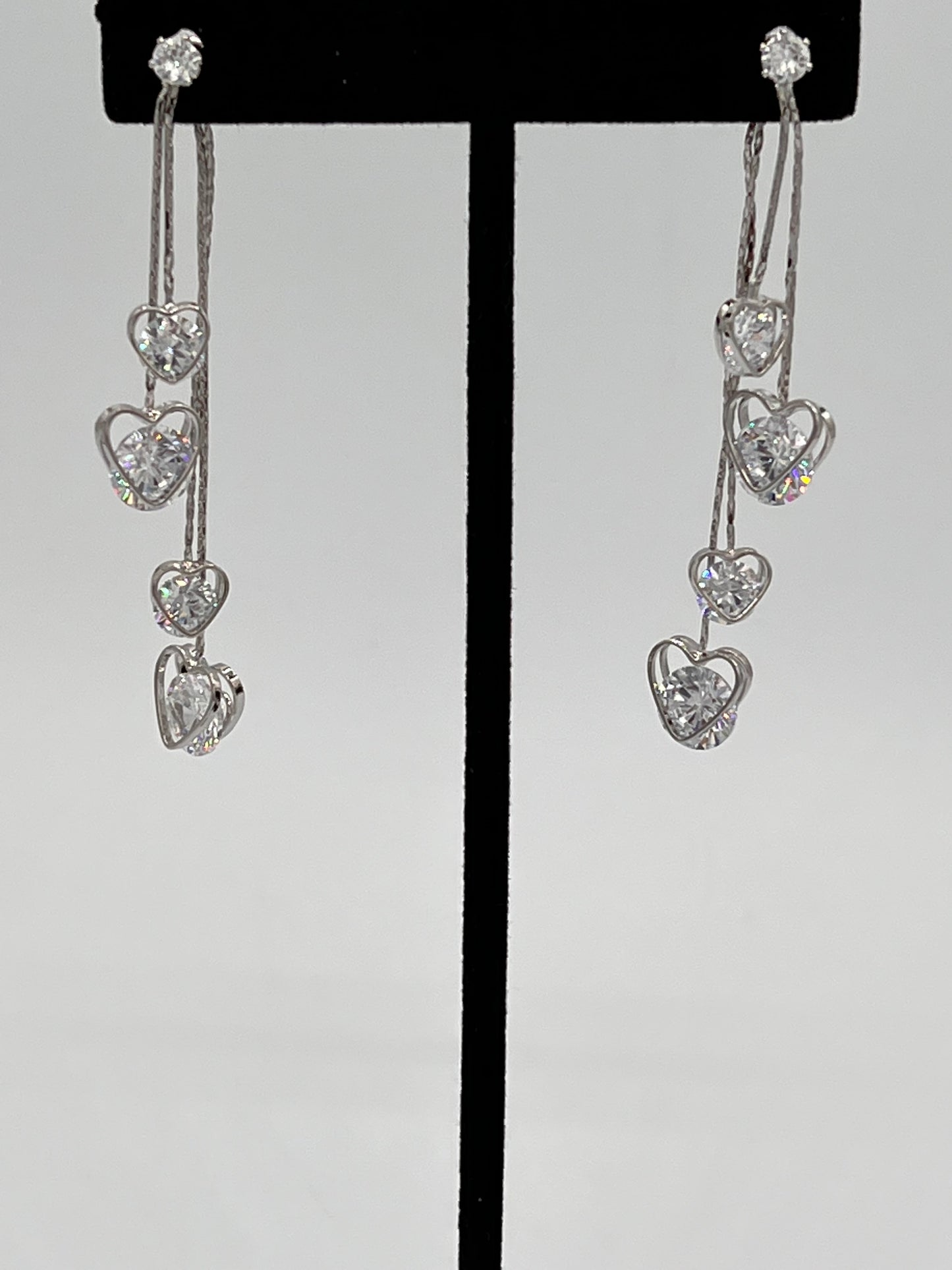 Hearts On The Strands Silver Earrings #0062