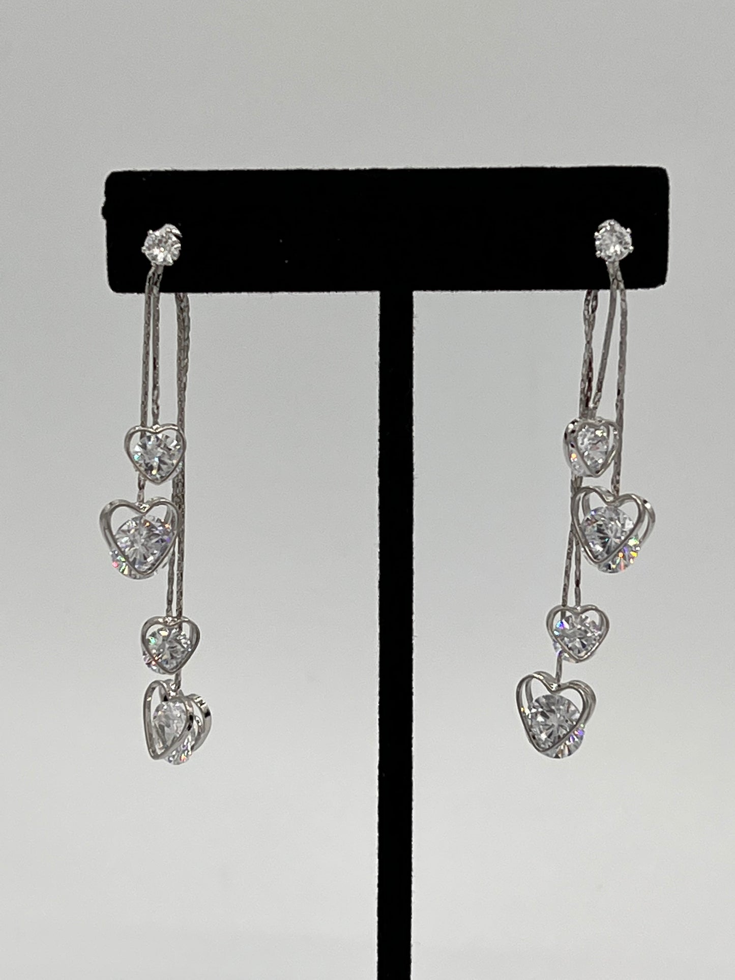 Hearts On The Strands Silver Earrings #0062