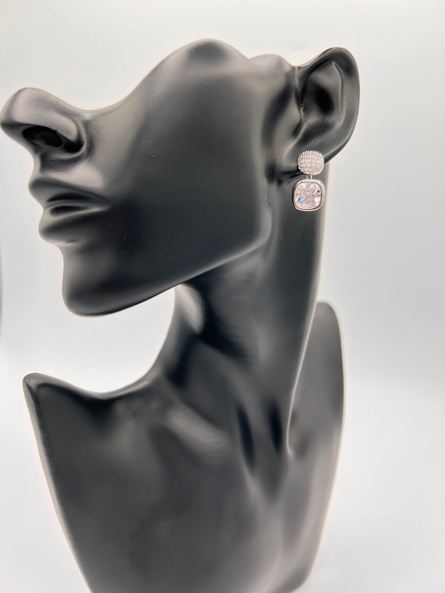 Two Square Coco Silver Earrings