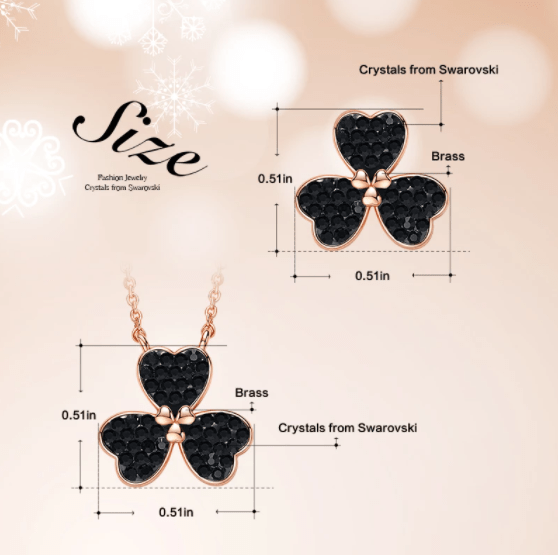Clove Black Jewelry Set Embellished with crystals Earrings And Necklace Set