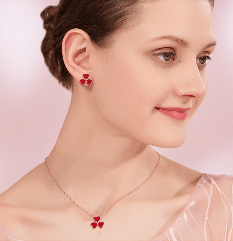 red swarovaski crystal earrings 