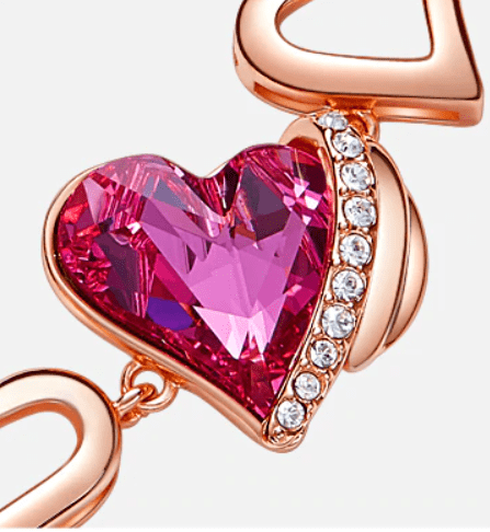Rose Gold Bracelets Embellished With Pink Crystals  Heart Angel