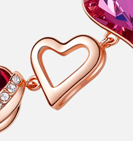 Rose Gold Bracelets Embellished With Pink Crystals  Heart Angel