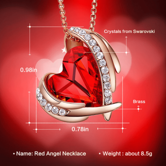 rose gold plated crystal heart shape necklace