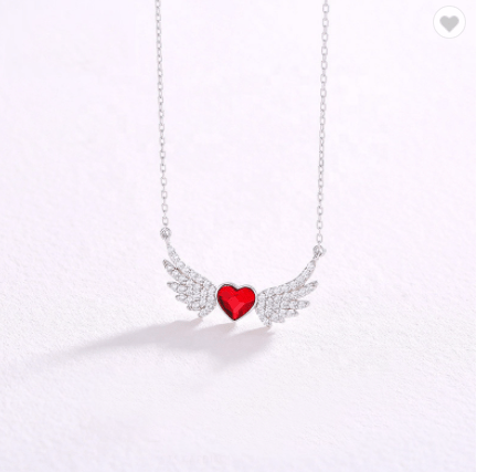 Flying Angel Wings Embellished with Crystals Beautiful Necklace