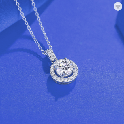 Sterling Silver 925 Moissanite Diamond Pendant Necklace For Women