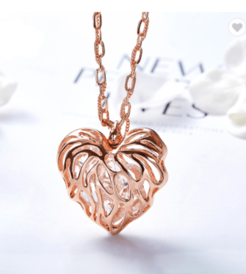 Heart shape rose gold big 4D pendant filled with white crystal hand made on clearance 