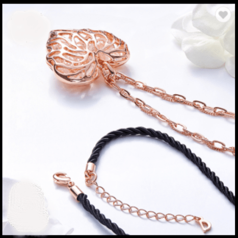 Hand Made 4D Rose Gold Heart Shape Pendant Filled with White Crystals Necklace